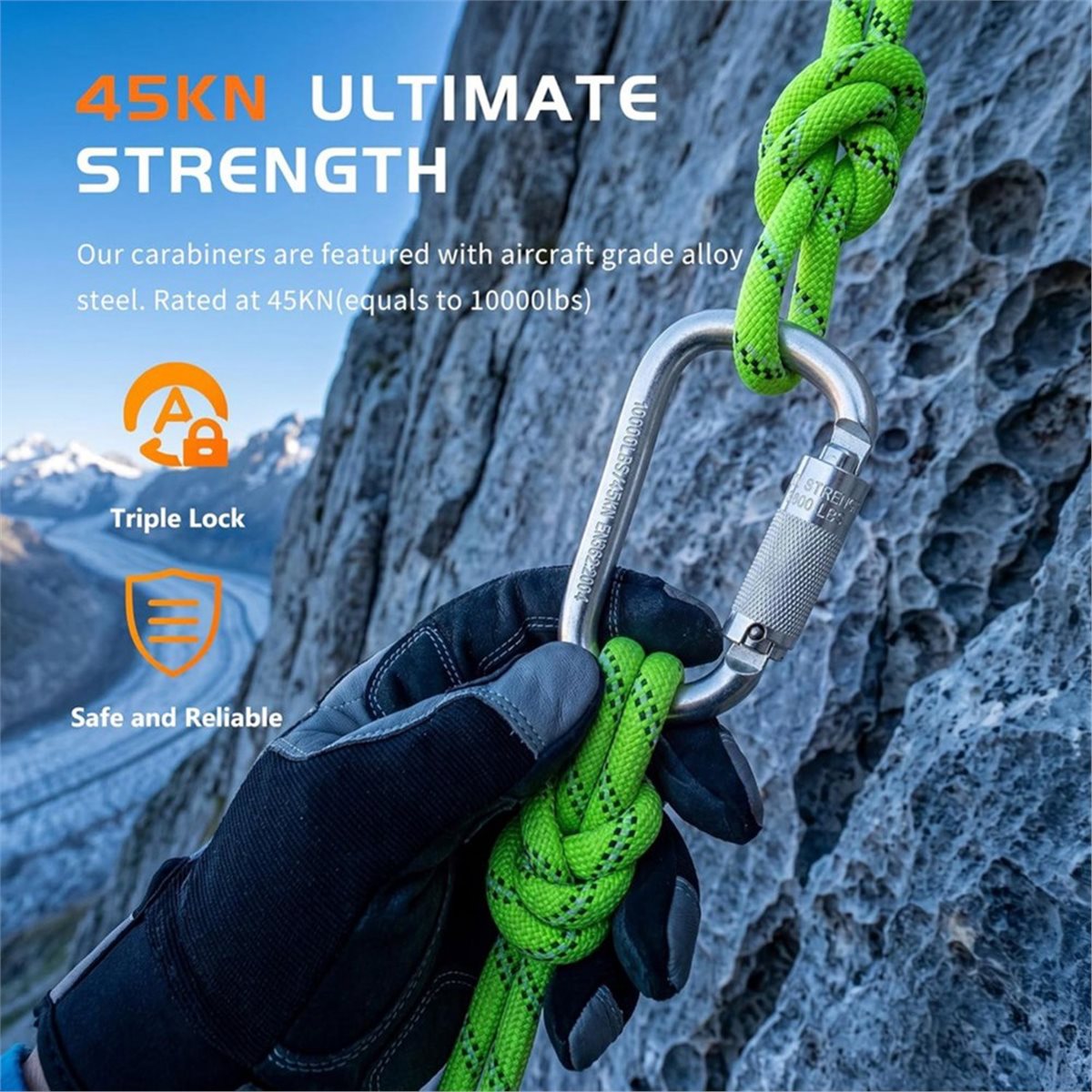 Carabiner Locking D - (A99Z) 45kN Auto Locking Carabiner D-Shape