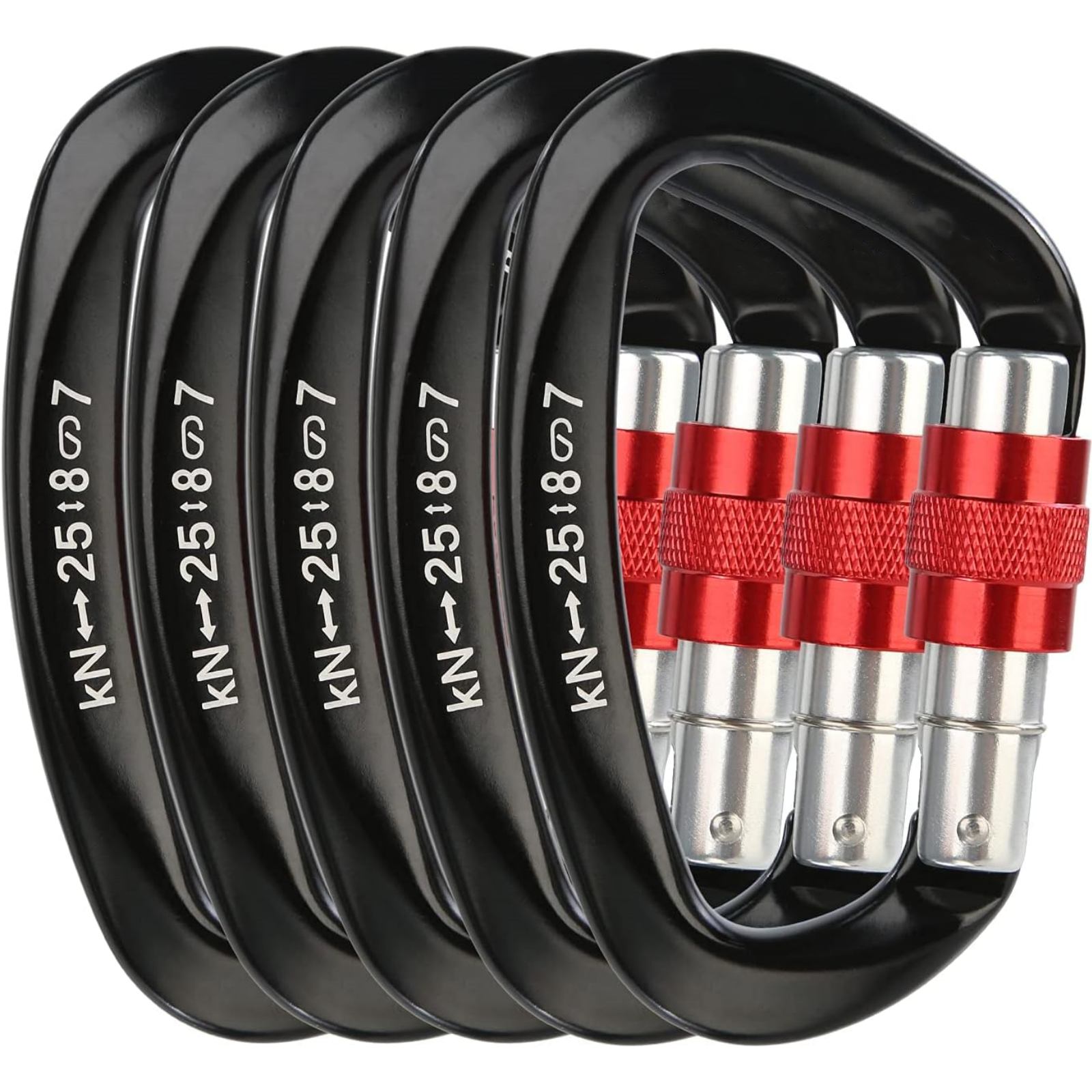 Carabiner Locking D - 5Pcs/Set 25KN D-Shape Aluminum Carabiner Screw