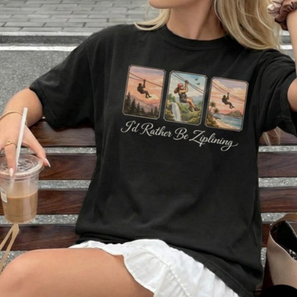 Outdoor Adventure Ziplines & Waterfall - I'd Rather Be Ziplining T-Shirt Adventure