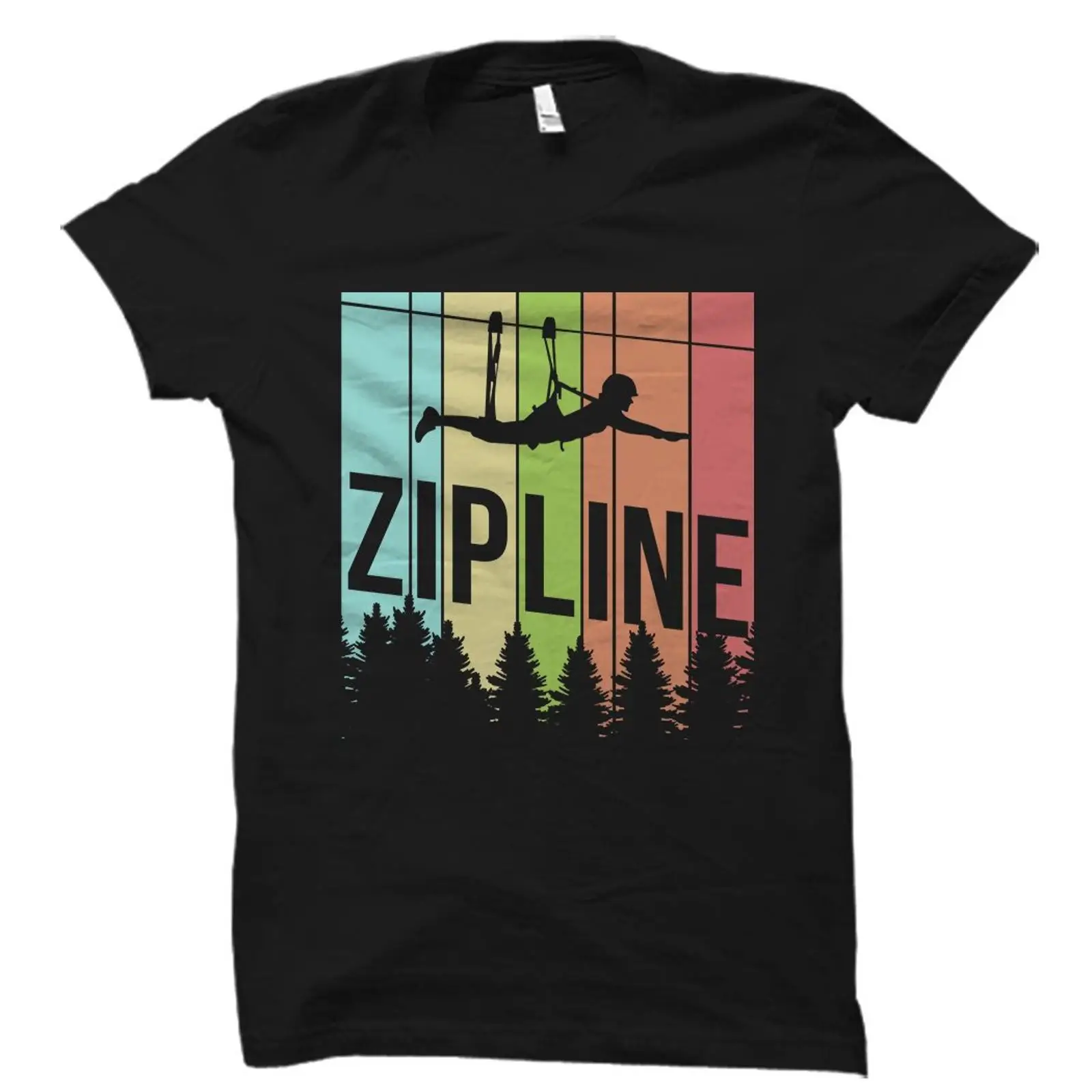 Outdoor Adventure Ziplines & Waterfall - Vintage Retro Zipline T shirt Ziplining