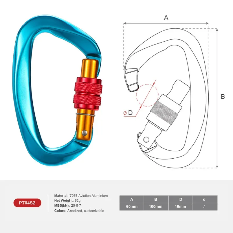 25KN D-shape Professional Cara - đánh giá và giá Carabiner Locking D