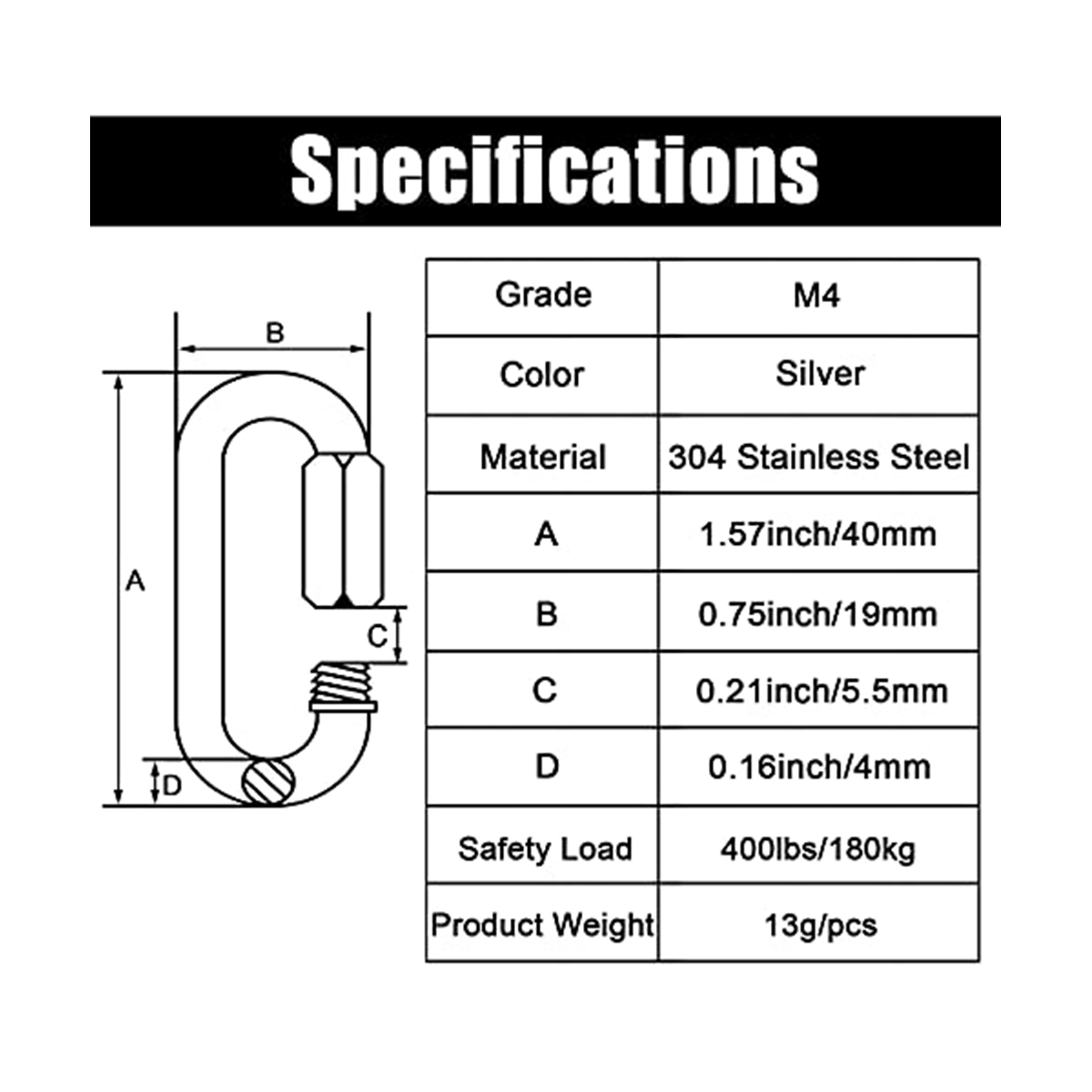 12 Pack Quick Link 5/32 Inch H - đánh giá và giá Carabiner Locking D