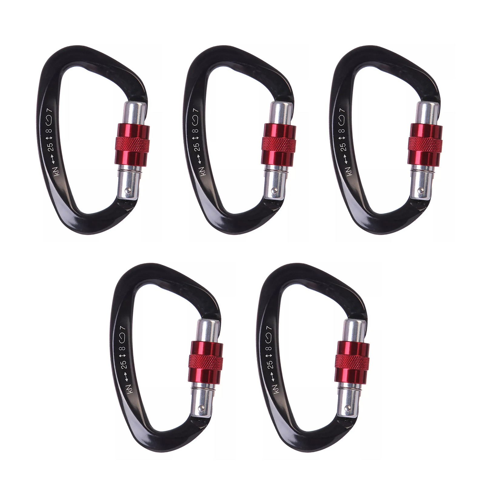 5Pcs/Set 25KN D-Shape Aluminum - đánh giá và giá Carabiner Locking D
