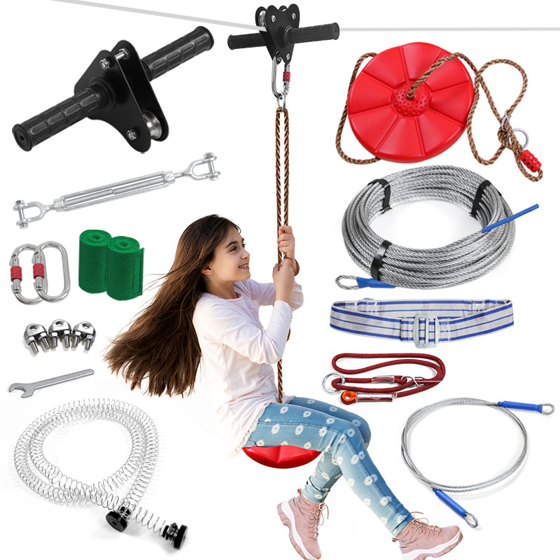 Kids Zipline Kit with Disc Swi - đánh giá và giá Outdoor Adventure Ziplines & Waterfall